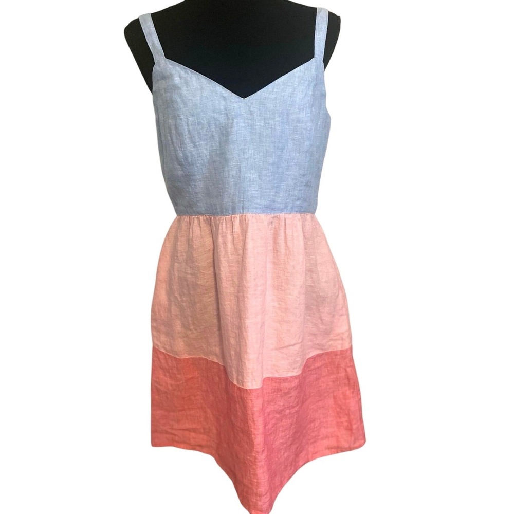 Cynthia Rowley Linen color‎ blocked pink and blue Sundress size 8